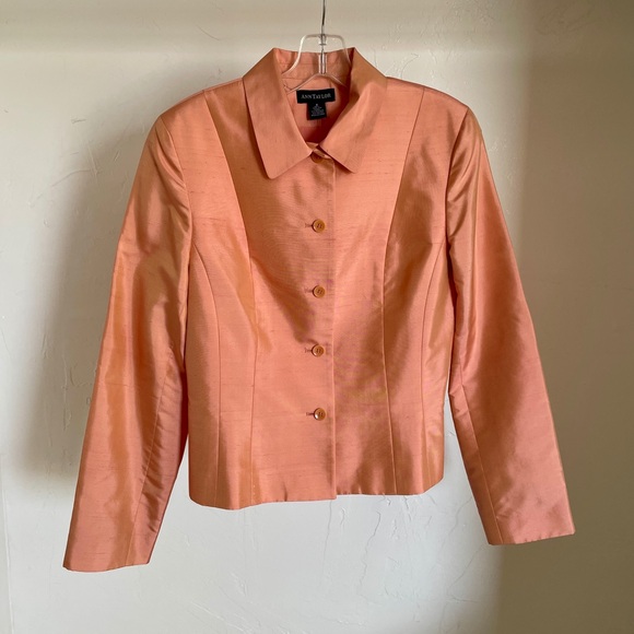 NWT ANN TAYLOR Peach SILK Lightweight JACKET Size 8 - Picture 5 of 10
